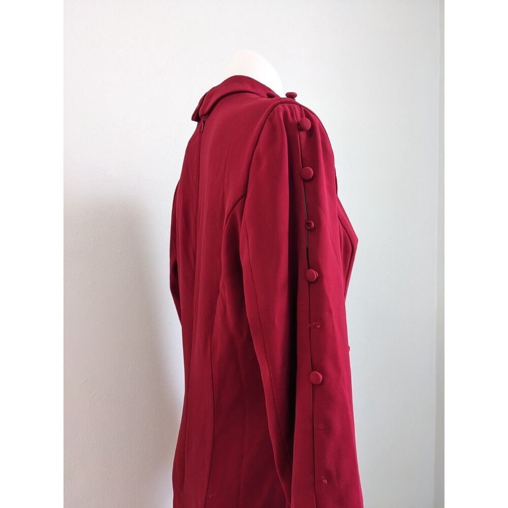 Badgley Mischka Size 4 Faux Wrap Blazer Sheath Dress Red V Neck Long Sleeves - Picture 11 of 16